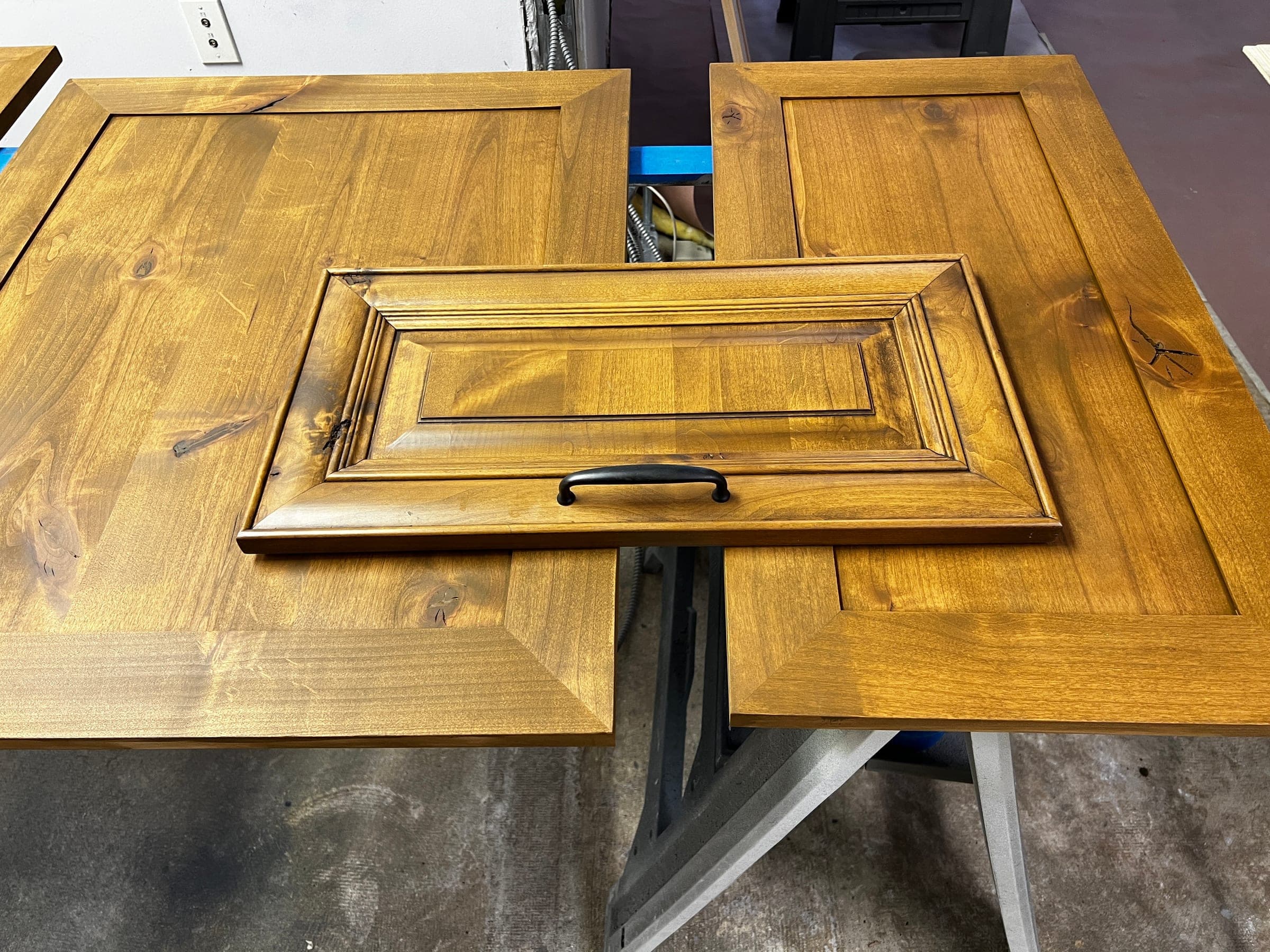 Cabinet doors, in the shop