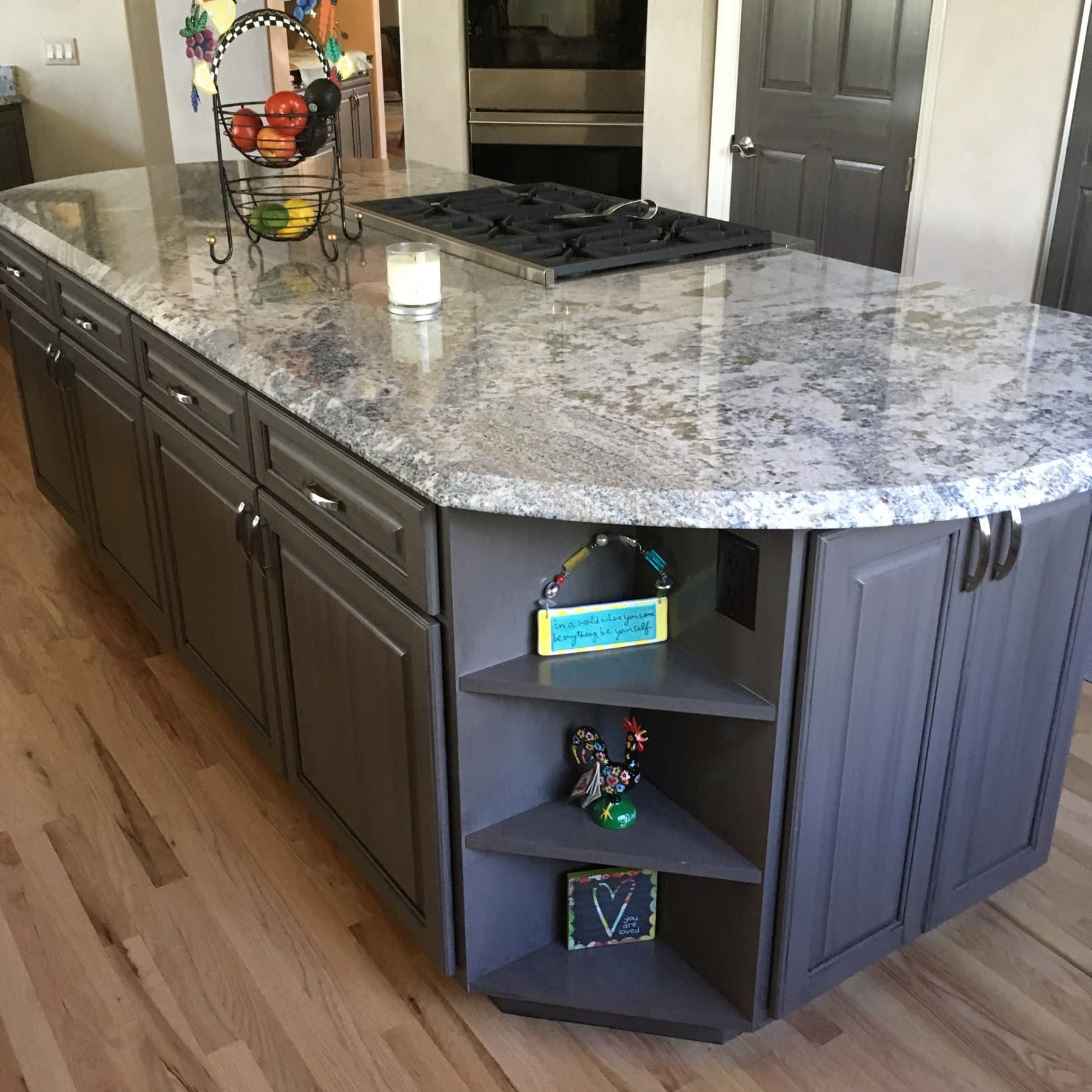 Charcoal island under granite